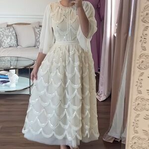 Dainty Jewells Glitz in the Garden Ivory Tulle Midi Dress Size XS